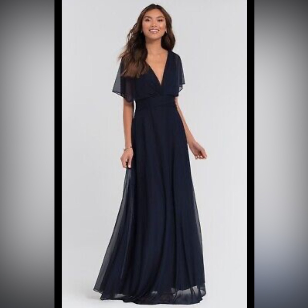 Kleinfeld Black Flutter Sleeve Bridesmaid Dress 200037 Size 2 NWT